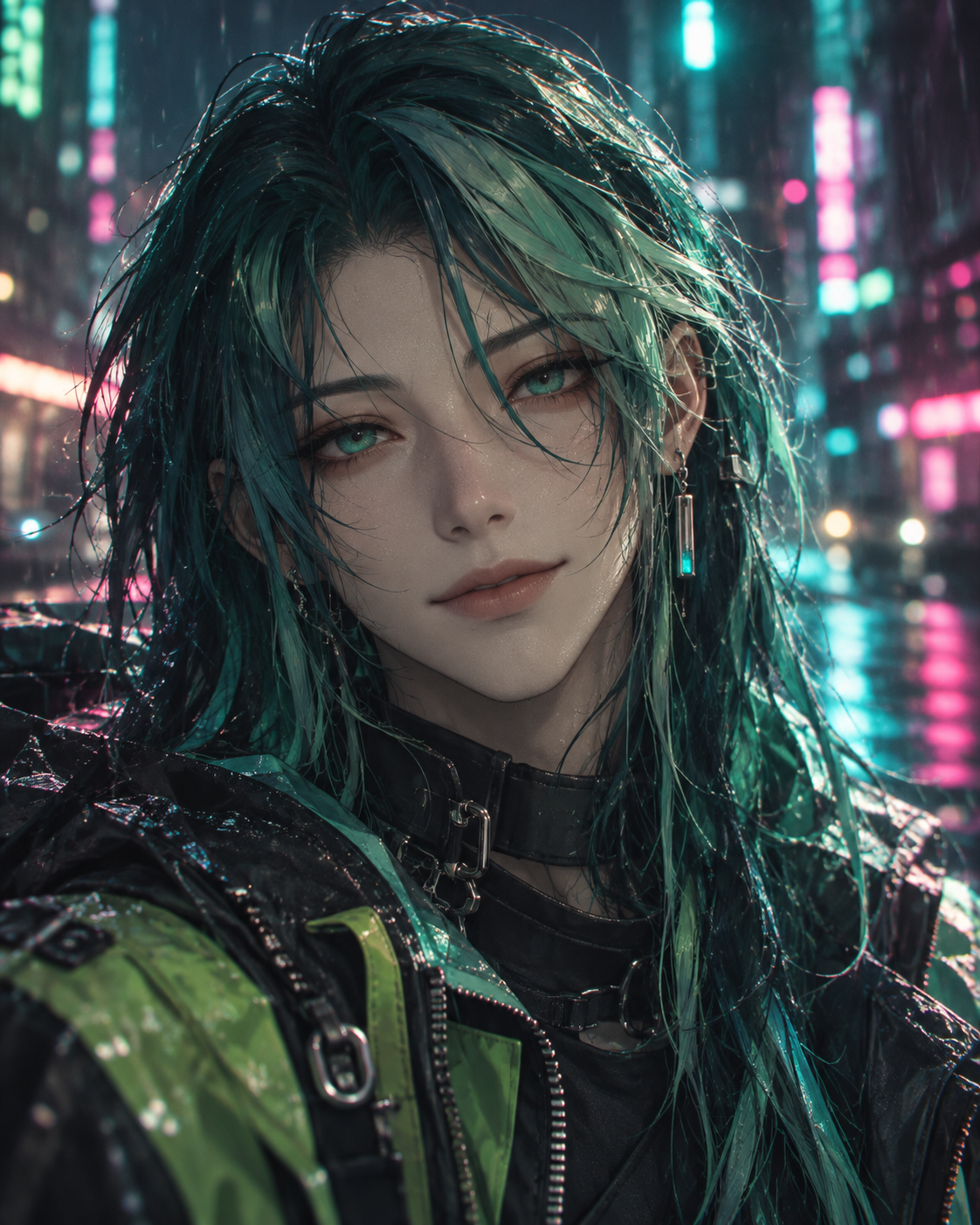 Portrait cyberpunk illustré de Main dans une rue de Night City